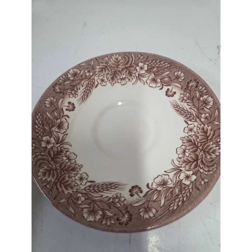 Churchill England Brown Transferware Tea Cup and Saucer Set Village Scene - Picture 5 of 8